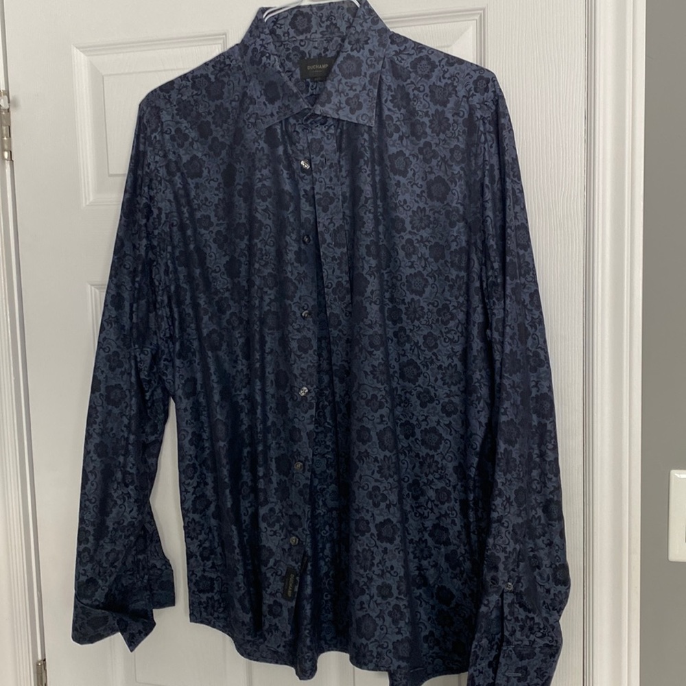 Duchamp mens dress shirt. L-XL. Cuff links required and not included.